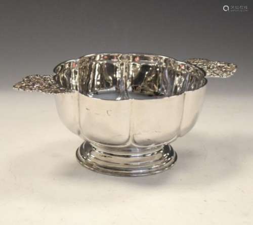 Victorian silver bowl, the two pierced handles having floral decoration, sponsors mark of Samuel