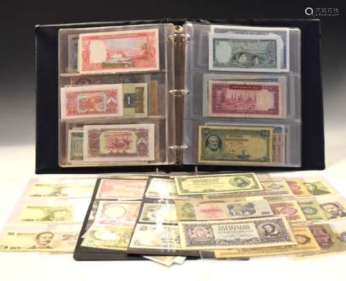 Collection of World bank notes in one album