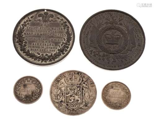 Coins & Medallions - William IV Coronation medallion, HRH The Prince of Wales and HRH The Princess