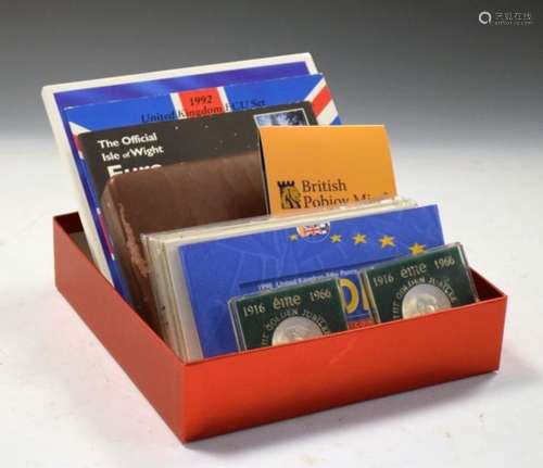 Coins - Collection of presentation coin packs with coins from the UK, Eire and Europe etc