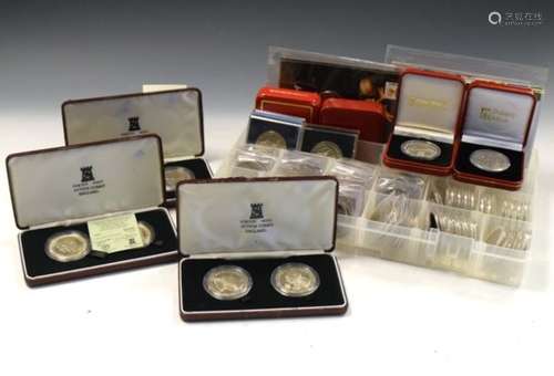 Coins & Medallions - Collection of Commemorative Isle of Man crowns including World Cup and Euro