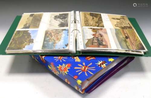 Postcards - Collection of postcards including; topography, children's art etc, in four binders