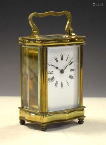 Early 20th Century brass-cased carriage clock, with white Roman dial and single-train timepiece