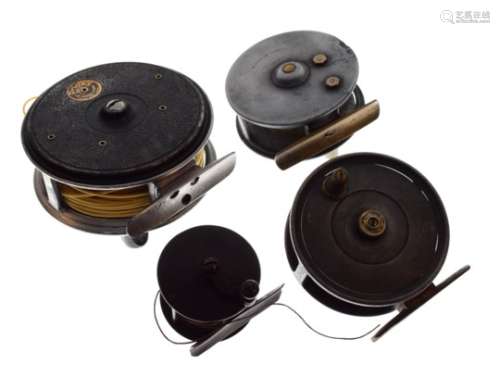 J.W. Youngs Pridex fishing reel, together with a Modarcom of London flysport alloy reel and two