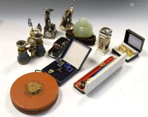Assorted collectables to include; opera glasses by Lamier of Paris, vintage cased spectacles,