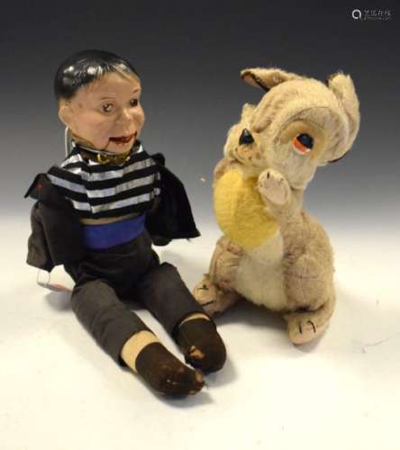 Vintage 20th Century 'Reliable' doll, ogether with Merrythought Thumper rabbit from Bambi