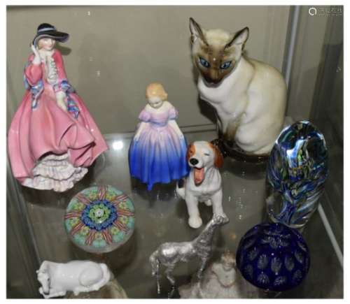 Assorted ceramics and glass to include Royal Doulton Top o' the Hill and Marie HN1370, seated
