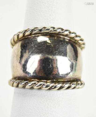 Contemporary Sterling Silver Rope Motif Ring
