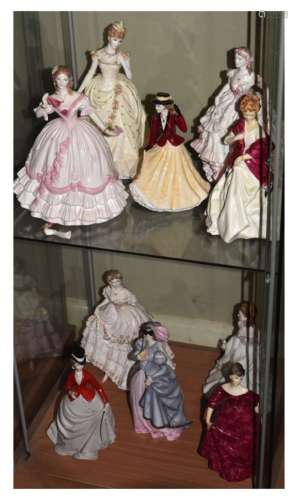 Ten various Royal Worcester figurines to include First Dance 3629, Royal Debut CW159, Splendour at
