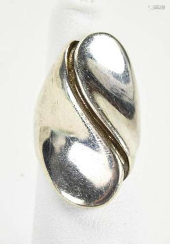 Modernist Sterling Silver Yin Yang Motif Ring