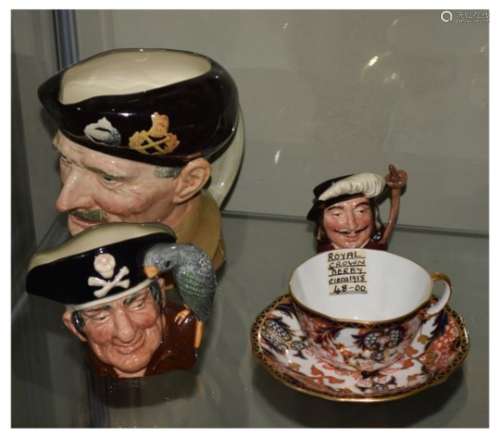 Three Royal Doulton character jugs, 'Monty', 15.5cm high, together with Long John Silver (medium)