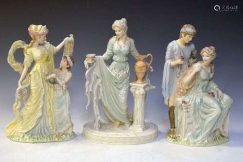 Three Wedgwood Classical Collection figure groups comprising: Gaiety, Adoration (772/3000), and