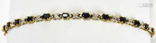 Vintage Tennis Bracelet w Sapphires & Diamond