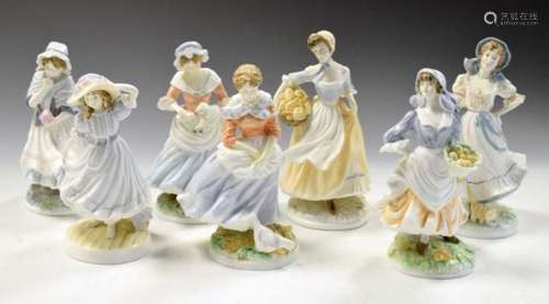 Seven assorted Royal Worcester figurines comprising: four from the Old Country Ways series plus