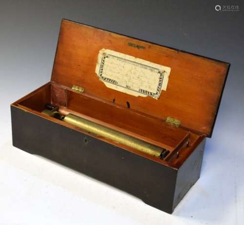 Late 19th/early 20th Century Swiss musical box playing eight airs, in an ebonised beech case