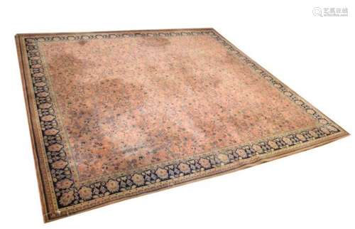 Large mid 20th Century machine-made wool rug or carpet with floral and foliate decoration on a