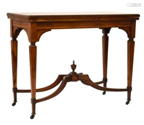 Late 19th/early 20th Century rosewood and satinwood inlaid rectangular fold over top card table with