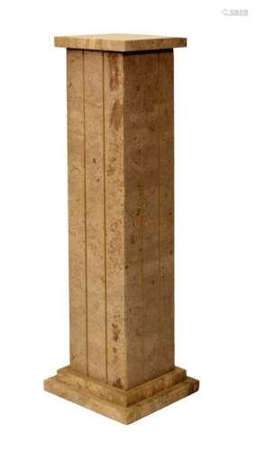 Modern marble pedestal or vase stand of square form on stepped base, 24.5cm square x 100cm high