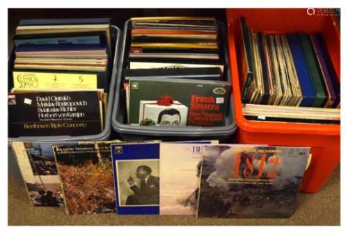 Large selection of assorted LP records to include; Frank Sinatra, Classical, etc to include; boxed