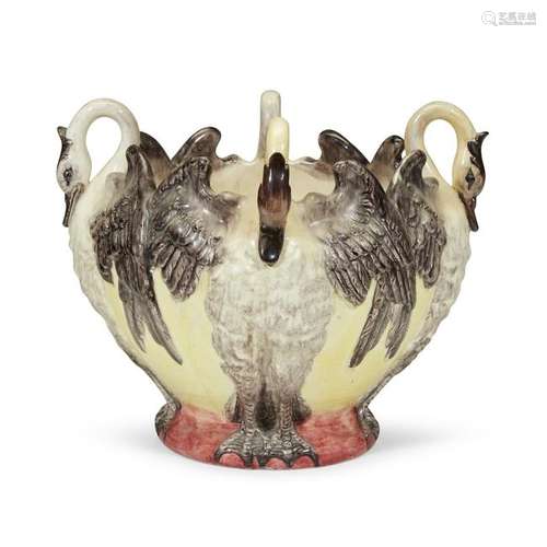 Delphin Massier (French, 1836-1907), A Majolica Swan