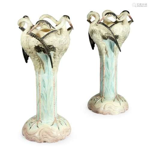 Delphin Massier (French, 1836-1907), A Pair of Majolica