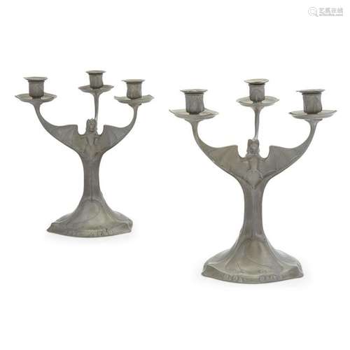 Kayserzinn (German, active 1862-1925), A Pair of Pewter