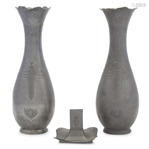 Kayserzinn (German, active 1862-1925), A Pair of Pewter