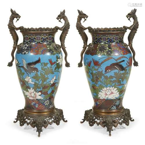 French School, A Pair of 'Japonisme' Vases, circa 1890