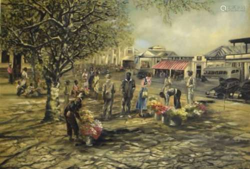 M Horden (20th Century) - Oil on canvas - Cecil Square, Salisbury, Rhodesia, signed and dated 1959