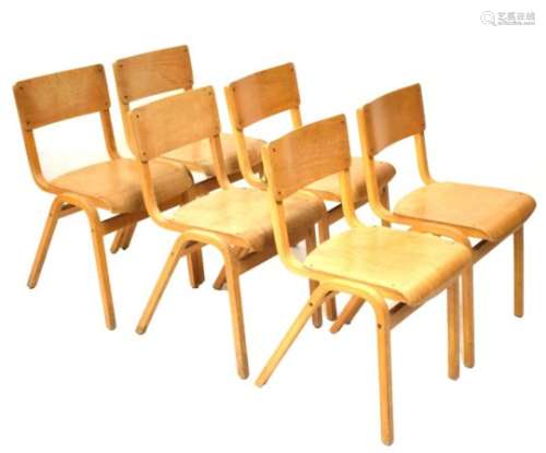 Modern Design - Set of six mid 20th Century bentwood dining chairs with laminated seats
