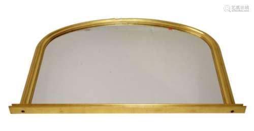 Gilt-framed overmantel mirror of arched design, 113cm x 80cm
