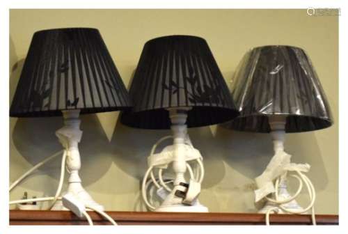 Three modern table lamps, each 36cm high