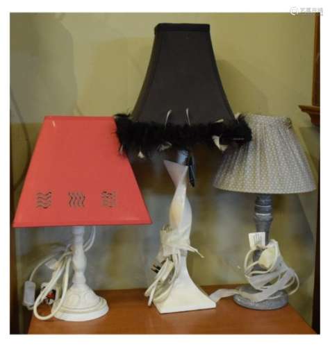 Three assorted modern table lamps, largest 58.5cm high