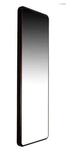 Modern Design - 1960's/70's pier or wall mirror of narrow rounded oblong form, in hardwood frame,