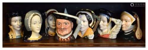 Group of Royal Doulton character jugs, Henry VIII and his Six Wives (7)
