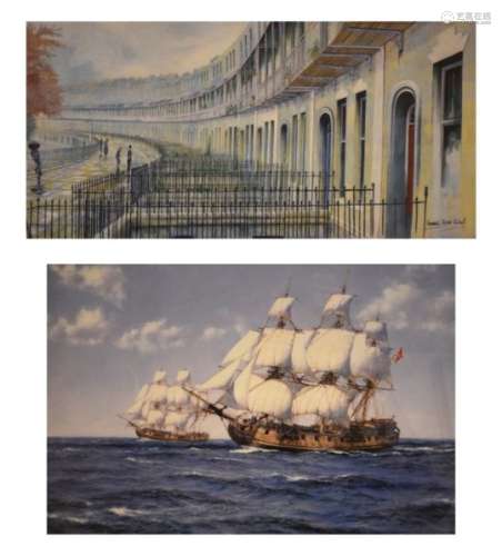 Reproduction print after Montague Dawson, entitled beneath 'The Duke And Duchess By Monty Dawson',