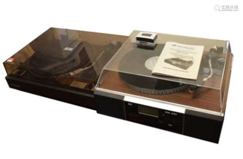 Trio belt drive turntable KD-1033, together with a Neostar turntable/radio/CD recorder