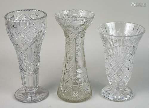 Three Cut Glass Vases