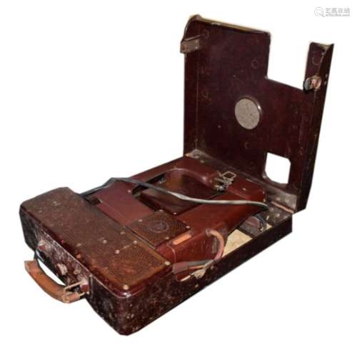 Vintage Mewa Bakelite cased folding portable electric sewing machine having Bakelite case