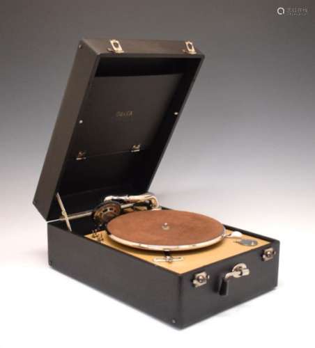 Decca portable wind-up gramophone in black case
