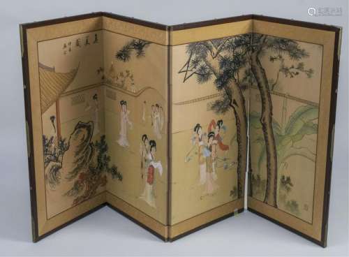 Asian Four Panel Paper Screen
