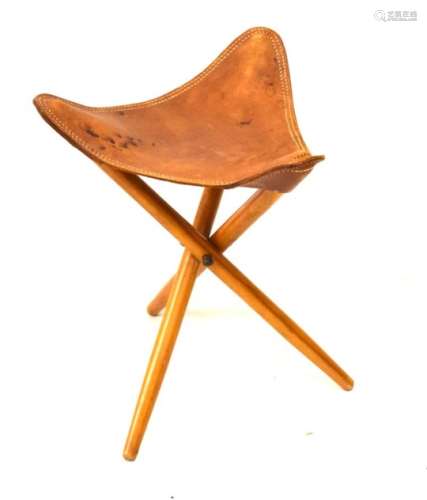 Norris beech and leather folding stool