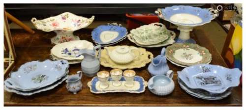 Ridgeways China - Quantity of transfer printed dishes, plates, relief moulded jugs, together with