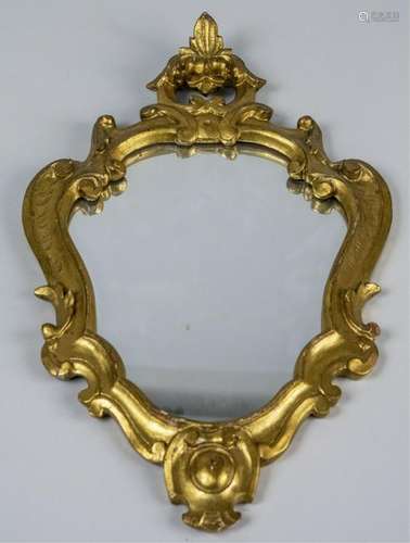 Gilt Wood Cartouche Shaped Mirror