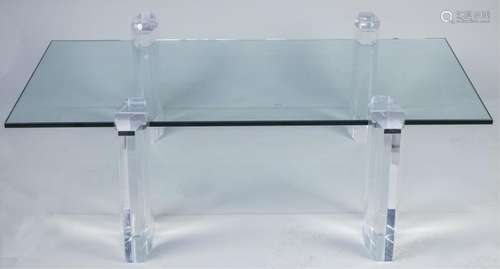 Glass Top Lucite Coffee Table