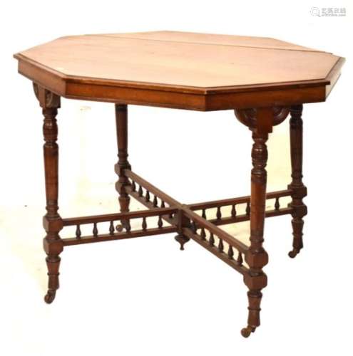 Late 19th/early 20th Century walnut octagonal centre table raised on turned supports, 93cm wide