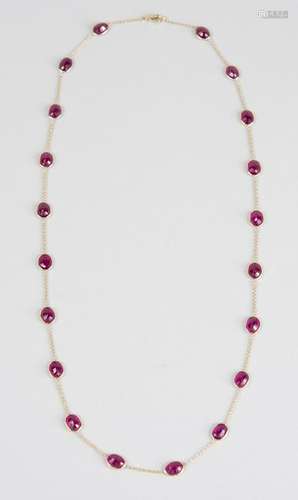 Gold and Glass Filled Ruby Neckchain   *