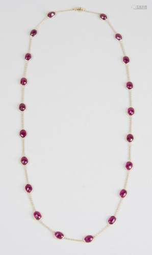Gold and Glass Filled Ruby Neckchain   *