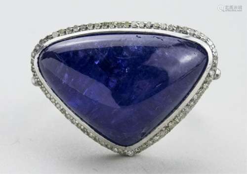 Victorian Style Tanzanite and Diamond Ring   *
