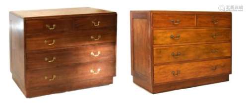Ministry of Defence 20th Century mahogany chest of two short over three long drawers, the brass lock